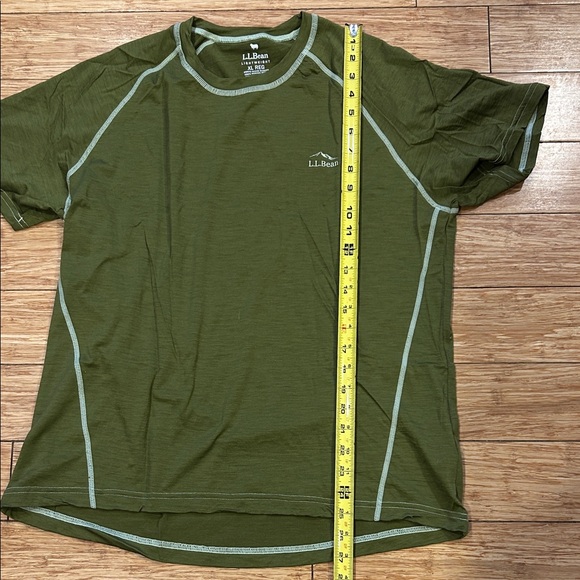L.L. Bean Olive Green Performance Base Layer Marino Wool Cabincore Tee XL NWOT - Picture 4 of 5